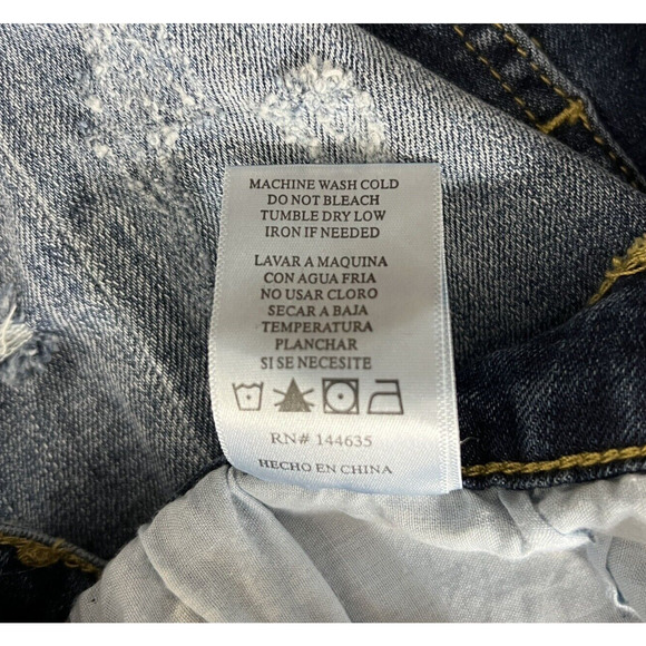 KanCan Skirt Juniors 3 25" Blue Denim Pencil Straight Mini Skirt Distress Casual - Picture 7 of 7